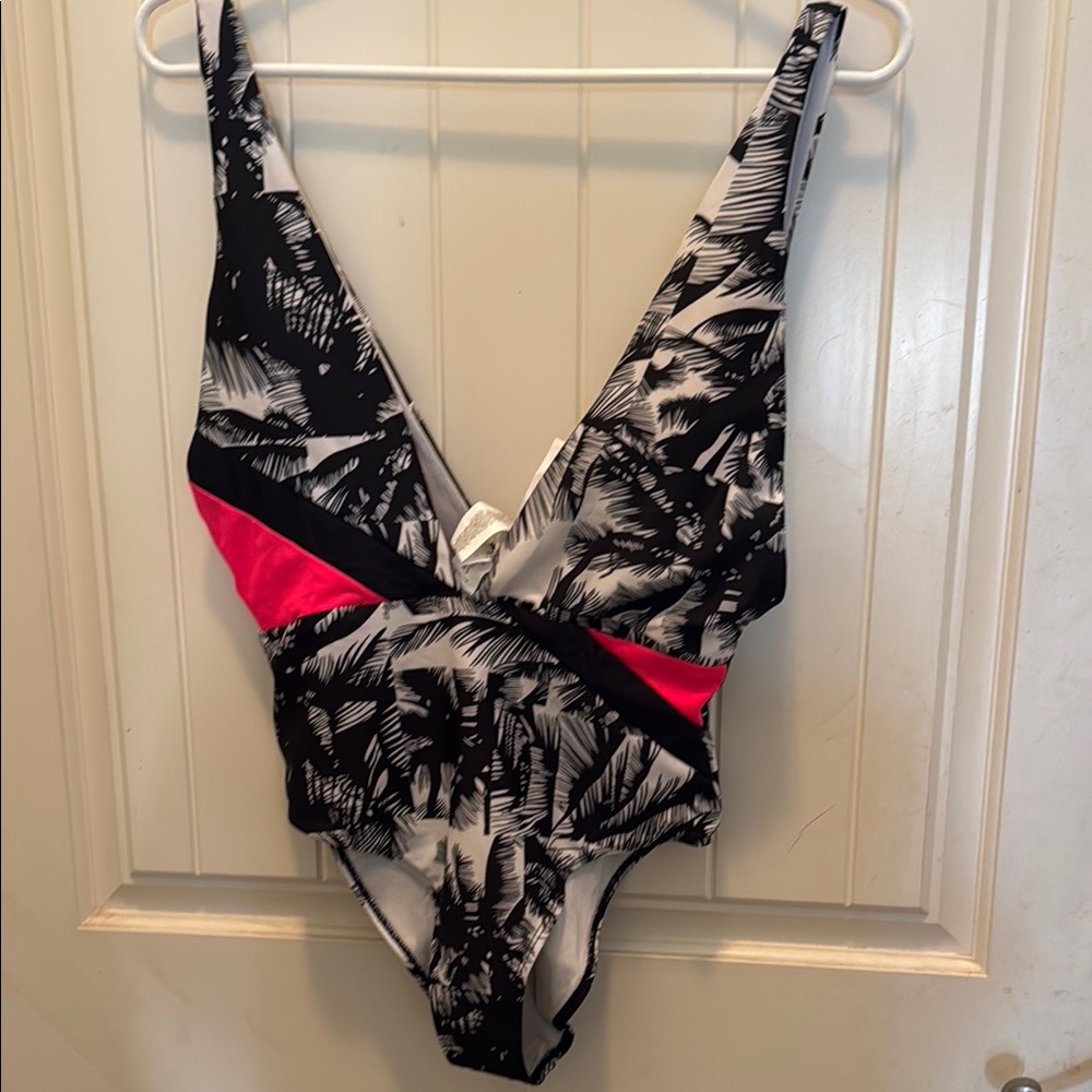 Black and Pink Kids One Piece Swimsuit